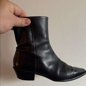 *UNIQUE* Designer Aeyda Chiseled Toe Black Leather Ankle Boots US 7.5 No Box